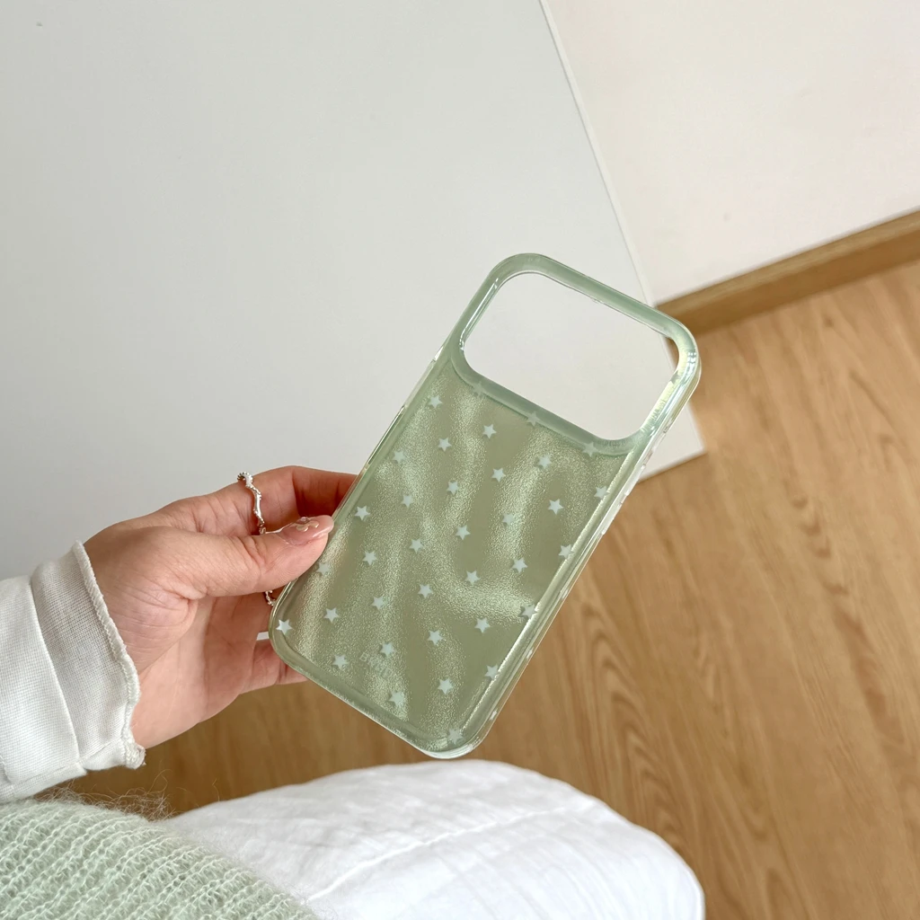 Frische Grüne Vollständig mit Sternen Bedruckte Dopamin Süße Mädchen Stoßfeste Schutzhülle für iPhone 18 17 16 15 14 Pro Max – Detail 6