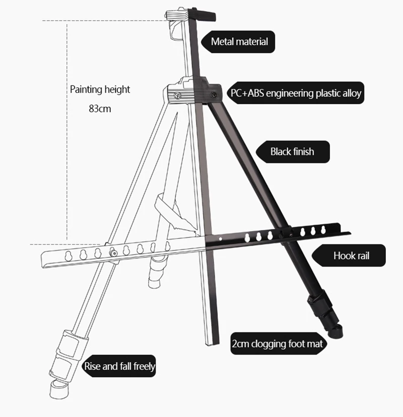 Metal easels, advertising display stands, retractable easels, portable and easy-to-carry sketching oil painting stands tripods