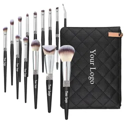 Wholesale Makeup Brushes Luxury Black Crystal Handle Glitter Custom Logo Foundation Make Up Brushes Private label Brush Set