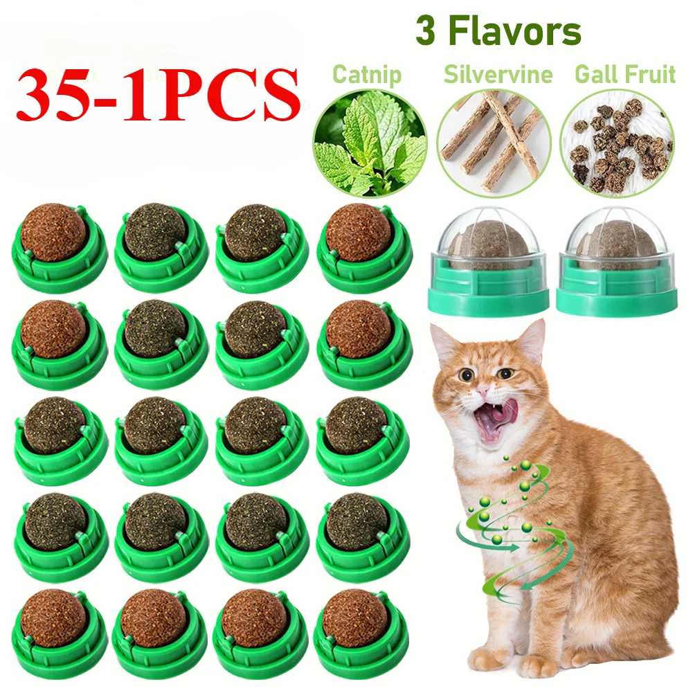 

30-1PCCS Cat Catnip Toys Cat Rotatable Licking Catnip Wall Ball 3 Flavors Freshen Breath Remove Hair Balls Snacks Pet Supplies