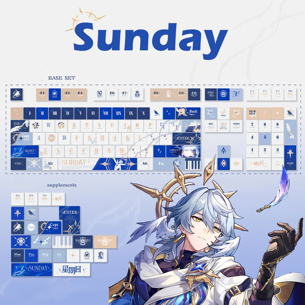Sunday Keycaps Cherry/MOA Profile PBT Dye-Sub Wooting60 MAD60 Aula F75 Keycaps Cool Creative Anime Honkai：Star Rail Keycaps