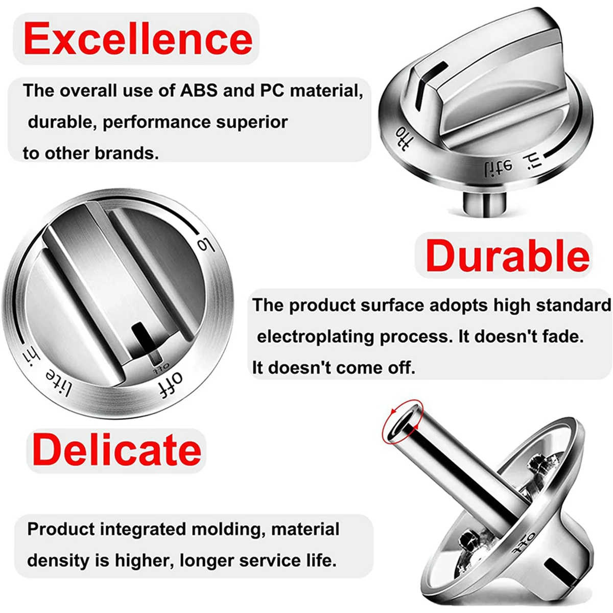 ترقية A72P 4 عبوات 5304525746 مقبض الموقد لـ، مقابض نطاق الغاز، أجزاء موقد الغاز، استبدال مقبض التحكم 5304504839 #6