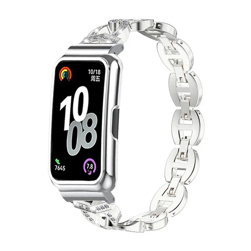 

Защитный ремешок для HUAWEI BAND 10 с бриллиантовым ремешком для часов Huawei Band 9, металлический браслет для huawei Band 8 7, защитный корпус