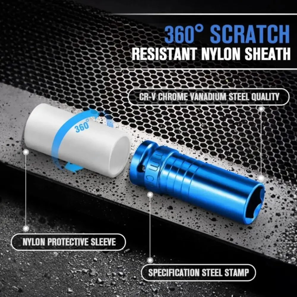 

Thin Wall Drive Wheel Protector Deep Socket Metric Size Impact Socket Color Coded Plastic Sleeve Impact Wrench Socket