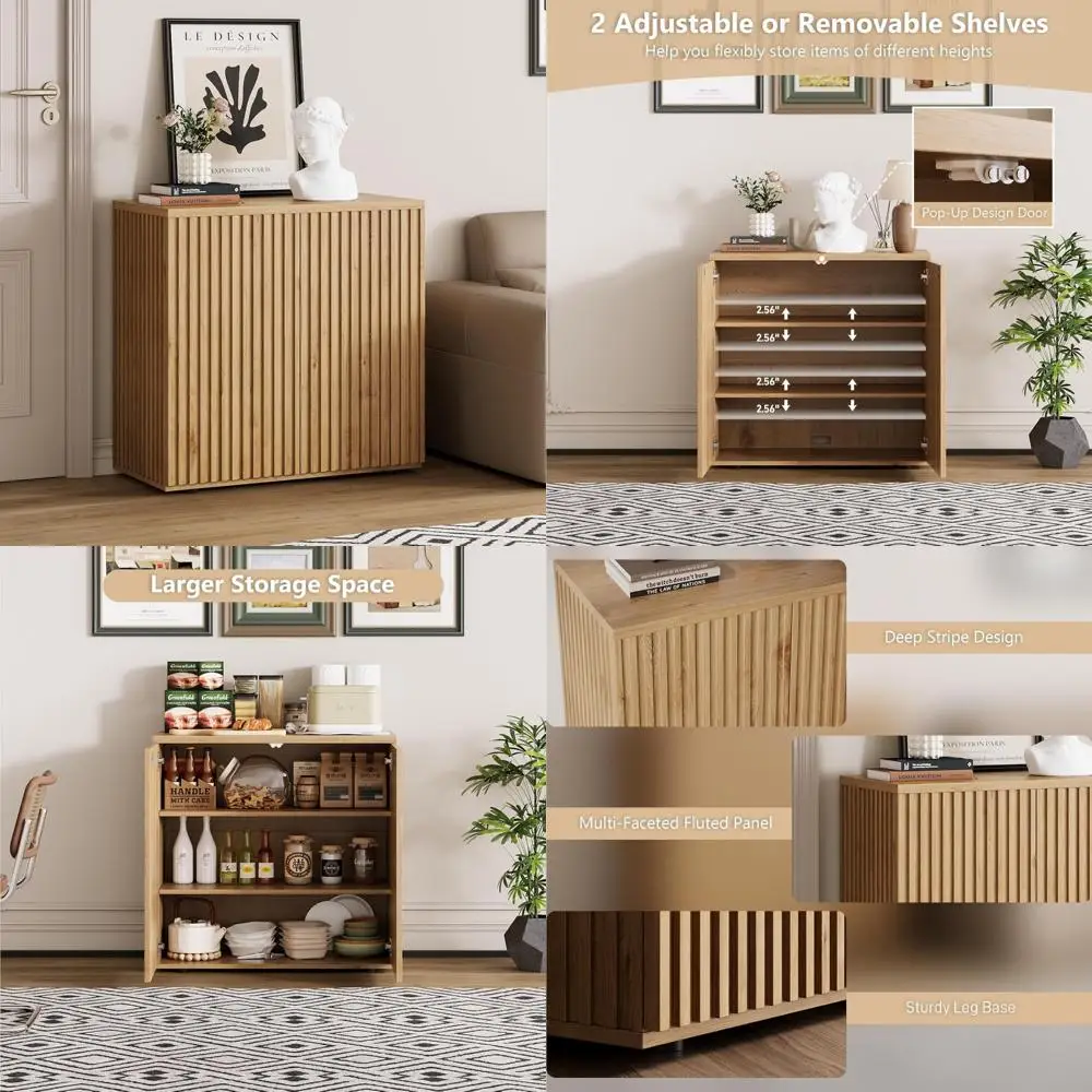 

Современный рифленый буфет с местом для хранения вещей, сервантом, крепдезой и всплывающей дверью для журнального барного стола