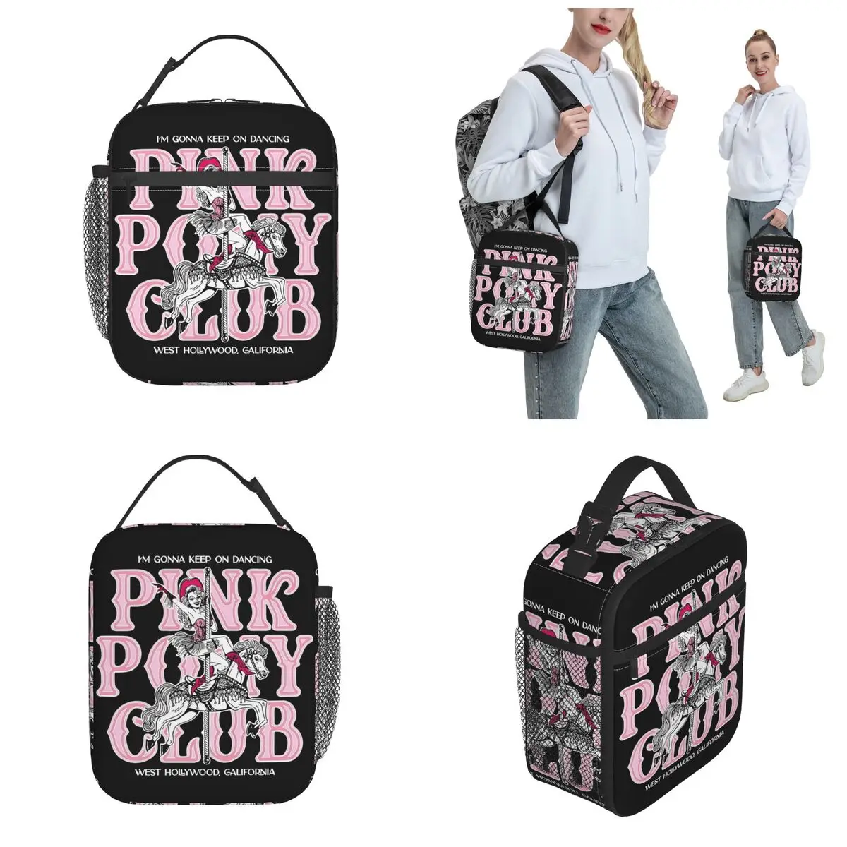 Pink Pony Club Chappell Roan Princess Sac à lunch isotherme pour bureau, sac alimentaire portable, glacière, boîtes à lunch thermiques