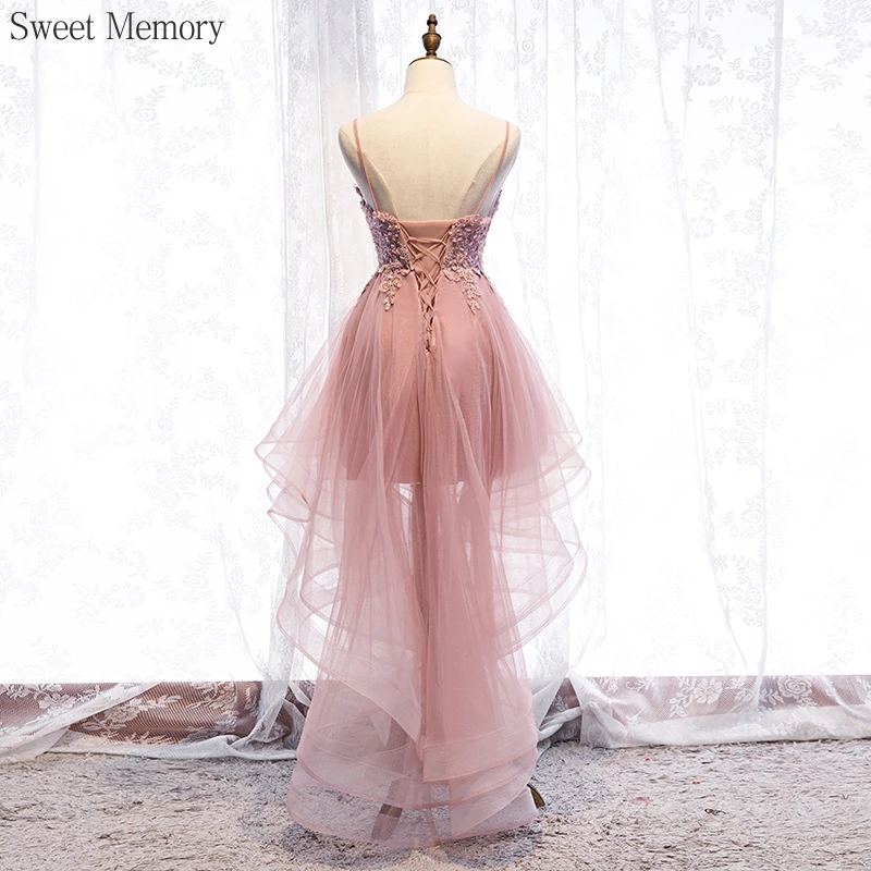 2024 Sweet Memory Sexy Evening Dress V-neck Beading Long Party Vestidos High Low Tulle Prom Gown