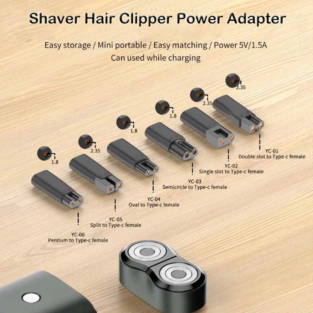 

USB Type C Charger Convetor Adapter Shaving Power Adapter for Universal Electric Hair Clipper Beard trimmers Shavers Razor