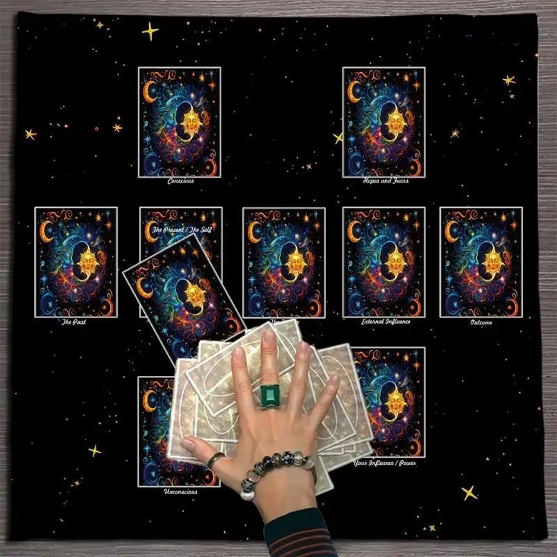 التارو مفرش المائدة المذابح القماش بطاقة القراءة التنجيم مفرش المائدة الديكور A70D