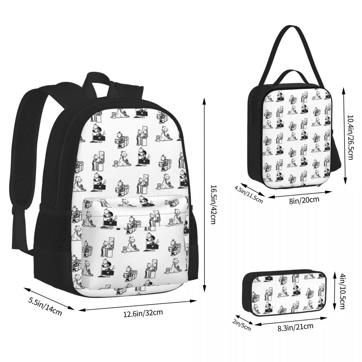 Wimpy Kid 4 States Of Greg Heffley Backpacks Boys Girls Bookbag School Bags Children Rucksack Lunch Bag Pen Bag Three-Piece Set