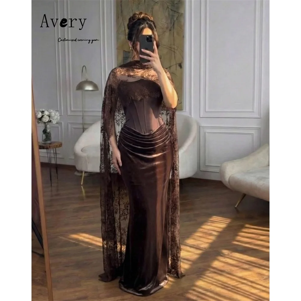 

Avery Custom Brown Fishtail Lace Embroidery Dress Party Dresses Luxury 2026 Elegant Womens Dresses D/party Women Evening Dress
