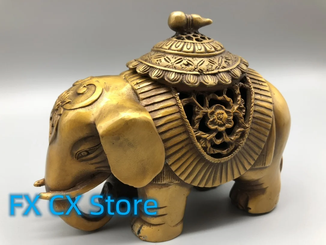 

Chinese Collect Brass Sculpture Animals Elephant Incense Burner Metal Crafts Home Decoration