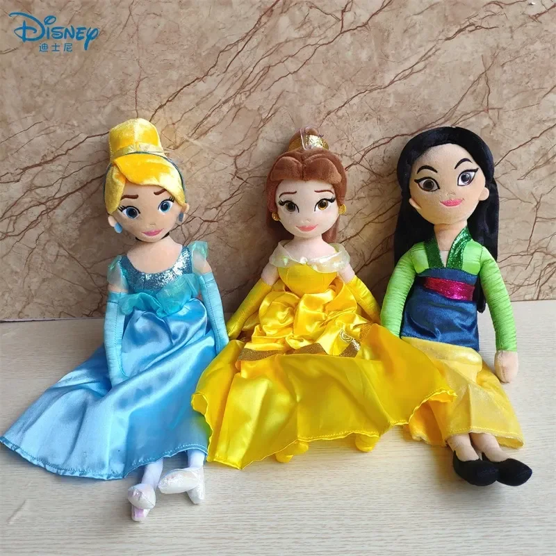 New Disney Series 40cm 3d Big Eyes Cartoon Cute Princess Plush Toy Mulan Bell Princess Cinderella Cloth Doll Girl Gift Kids Toy