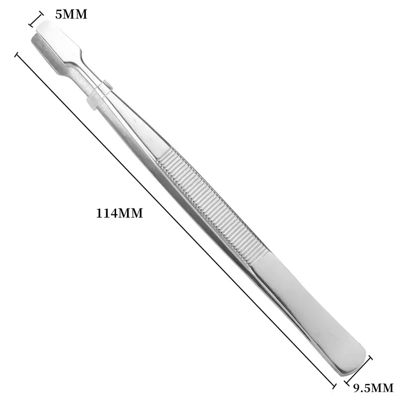 Stainless Steel Flat Wide Tip Tweezers Duckbill Gripping Tool for Stamps Paper Jewelry Collecting Non-slip Flat Mouth Pliers - view 6