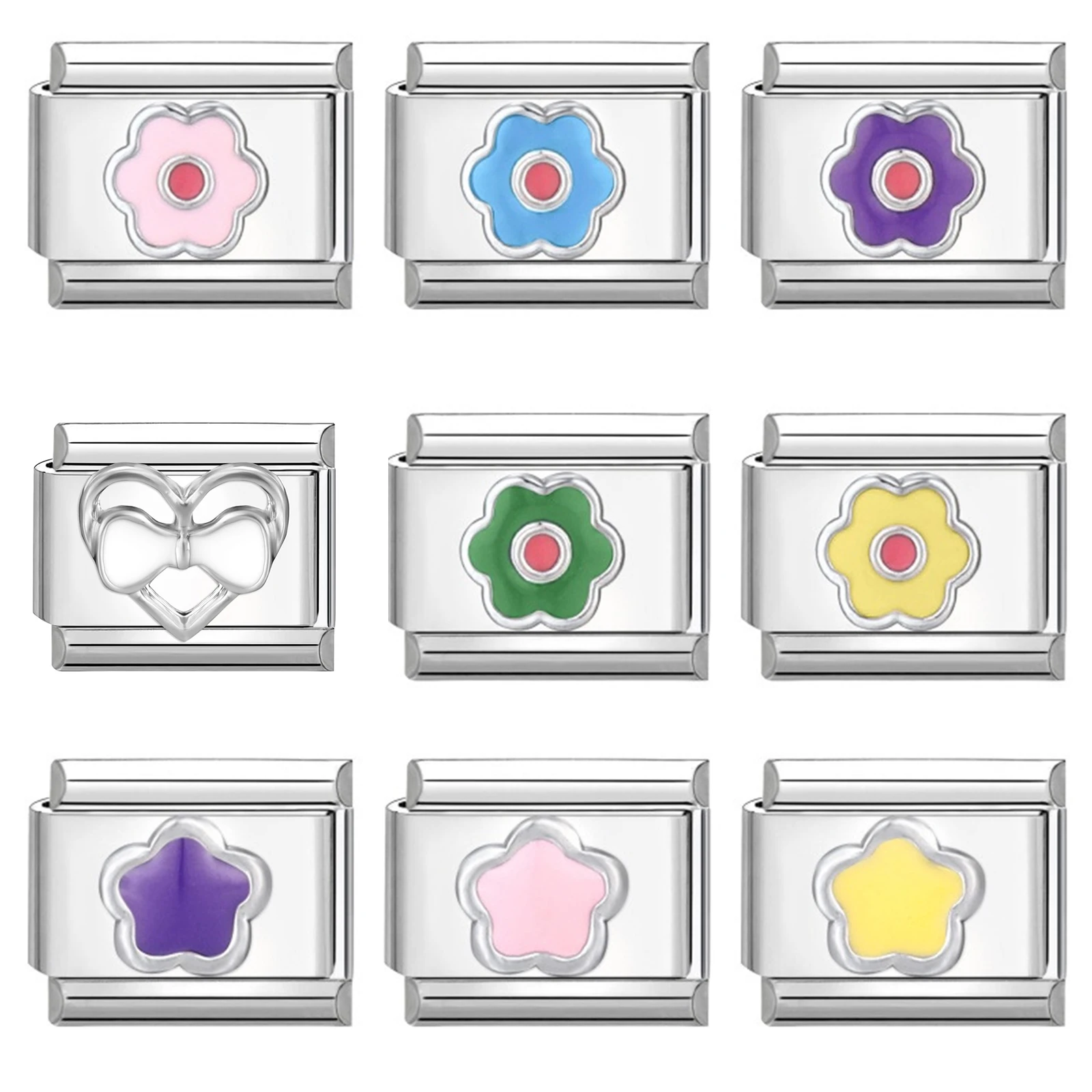 Butterfly Elephant Tai Chi Flowers Cross Heart Beads Fit 9mm Italian Charms Bracelet Stainless Steel Jewelry DIY Making Gifts
