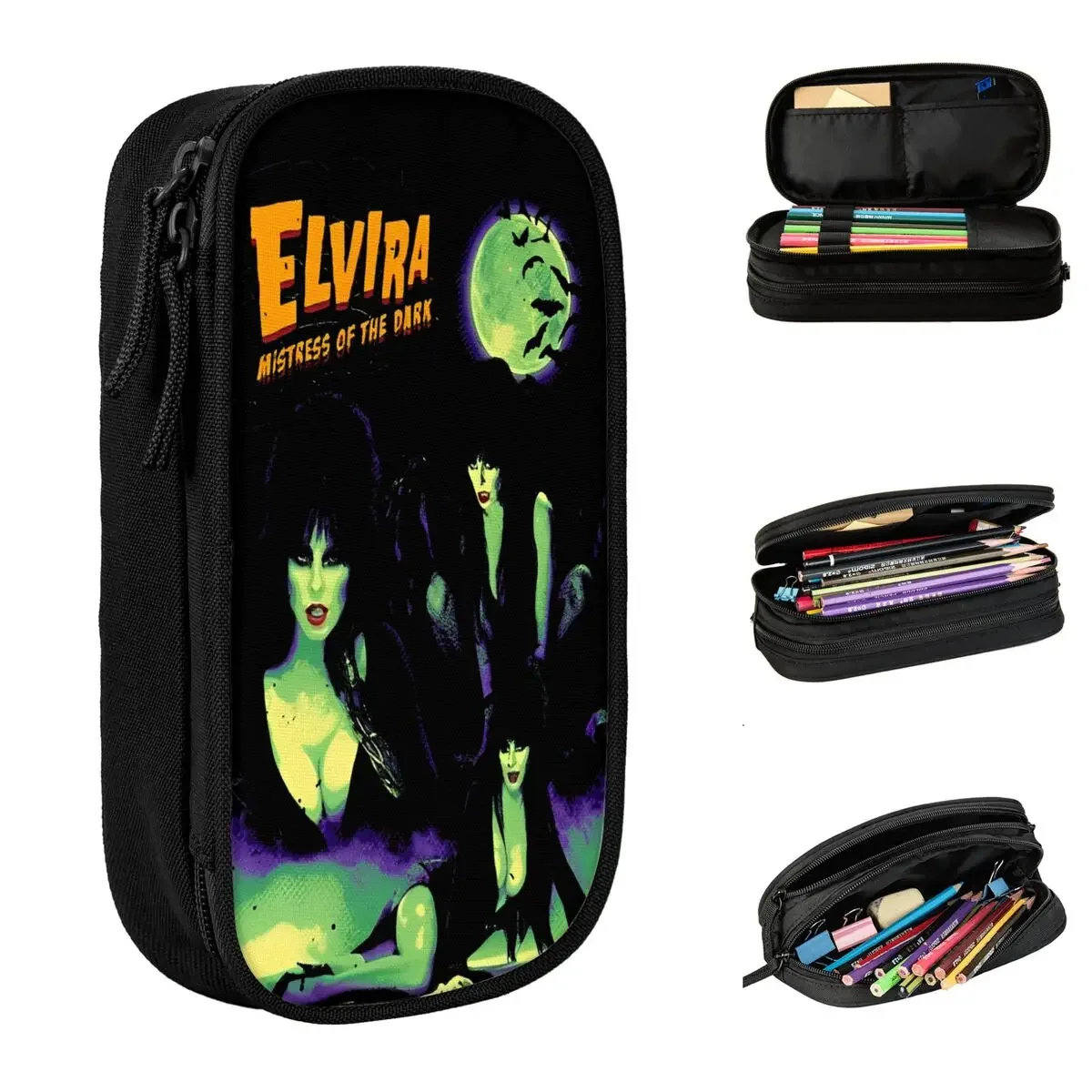 

New Mistress Of The Dark Elviras Film Pencil Case Horror Pencil Pouch Pen for Girls Boys Large Storage Bag School Stationery