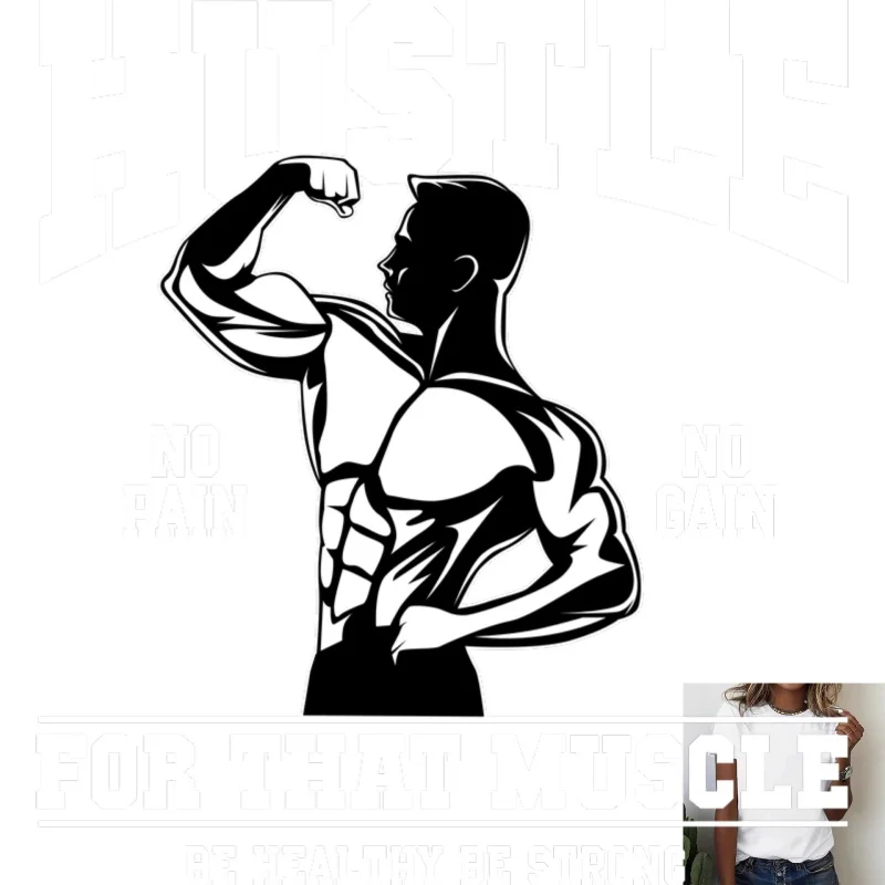 Fitness Muscle Man Pattern Heat Transfer White Ink Iron - on, Suitable for T - shirts, Canvas Bags, Trendy Sports Style, - zdjęcie 1