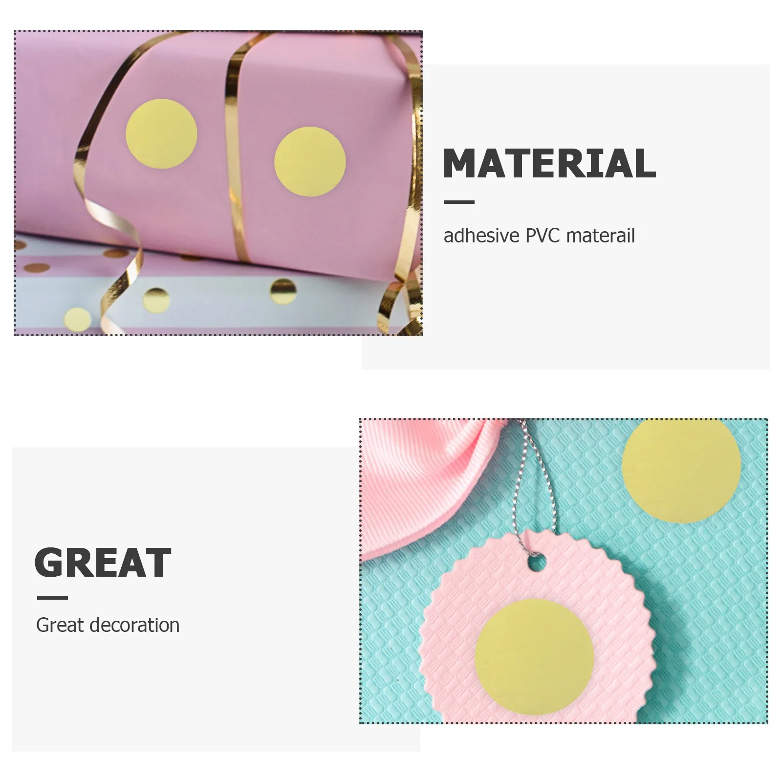 

Golden Sticker Labels Round Adhesive Gift Tags PVC Material Easy Installation Remove No Residue Decorative Art Decals Perfect