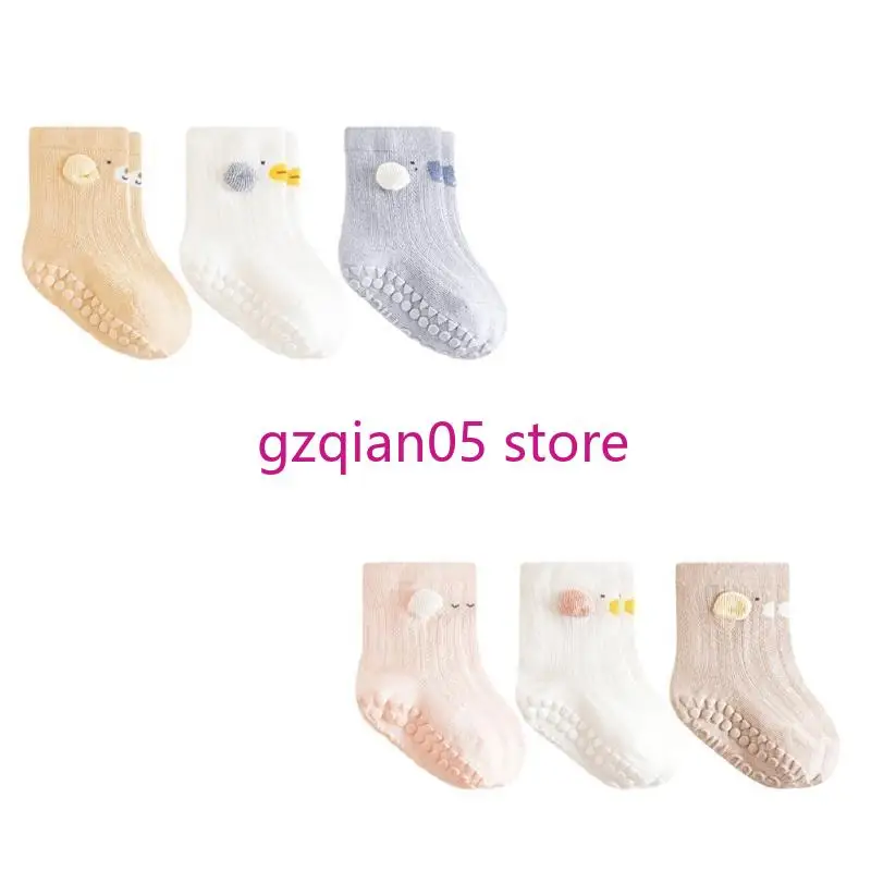 

N7ME 3 Pair Soft Infant Socks For Spring Summer Comfort Anti Slip Loose Top Socks