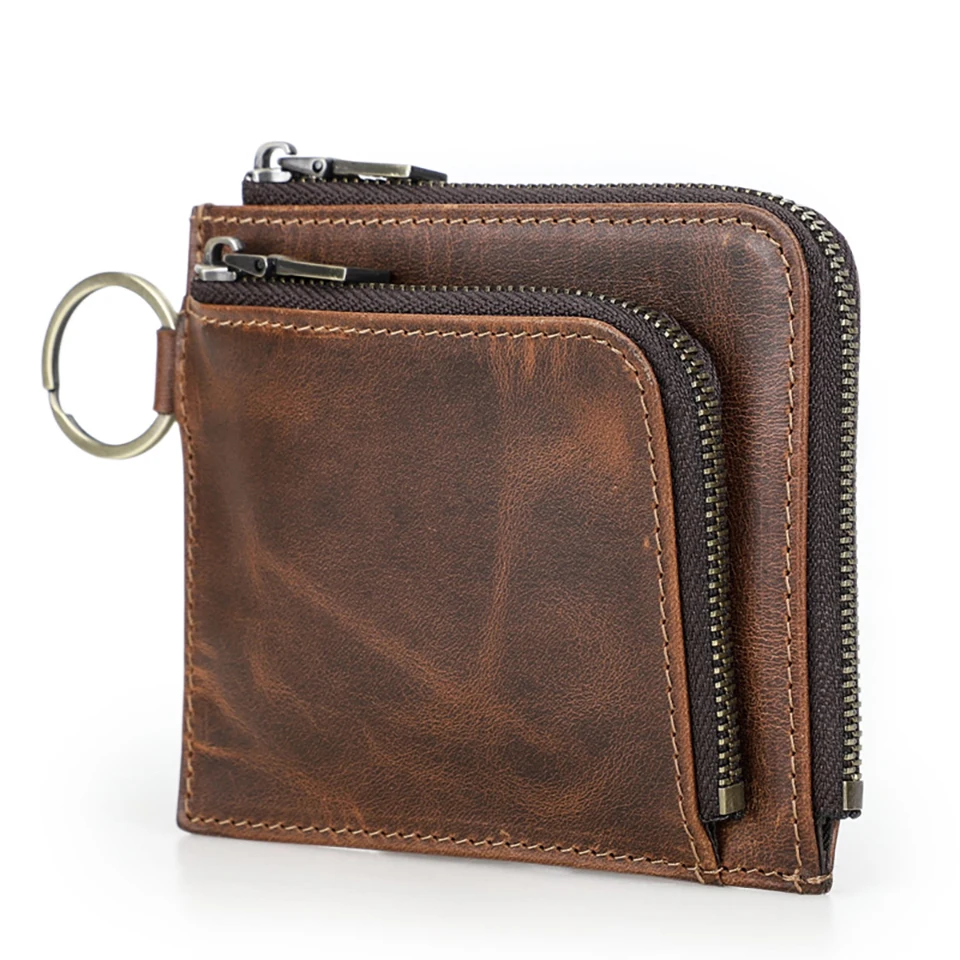 Genuine Top-Grain Leather AirTag Card Holder Retro RFID Blocking Wallet Anti-Lost  Credit Card Bag With Coin Pocket Keychain