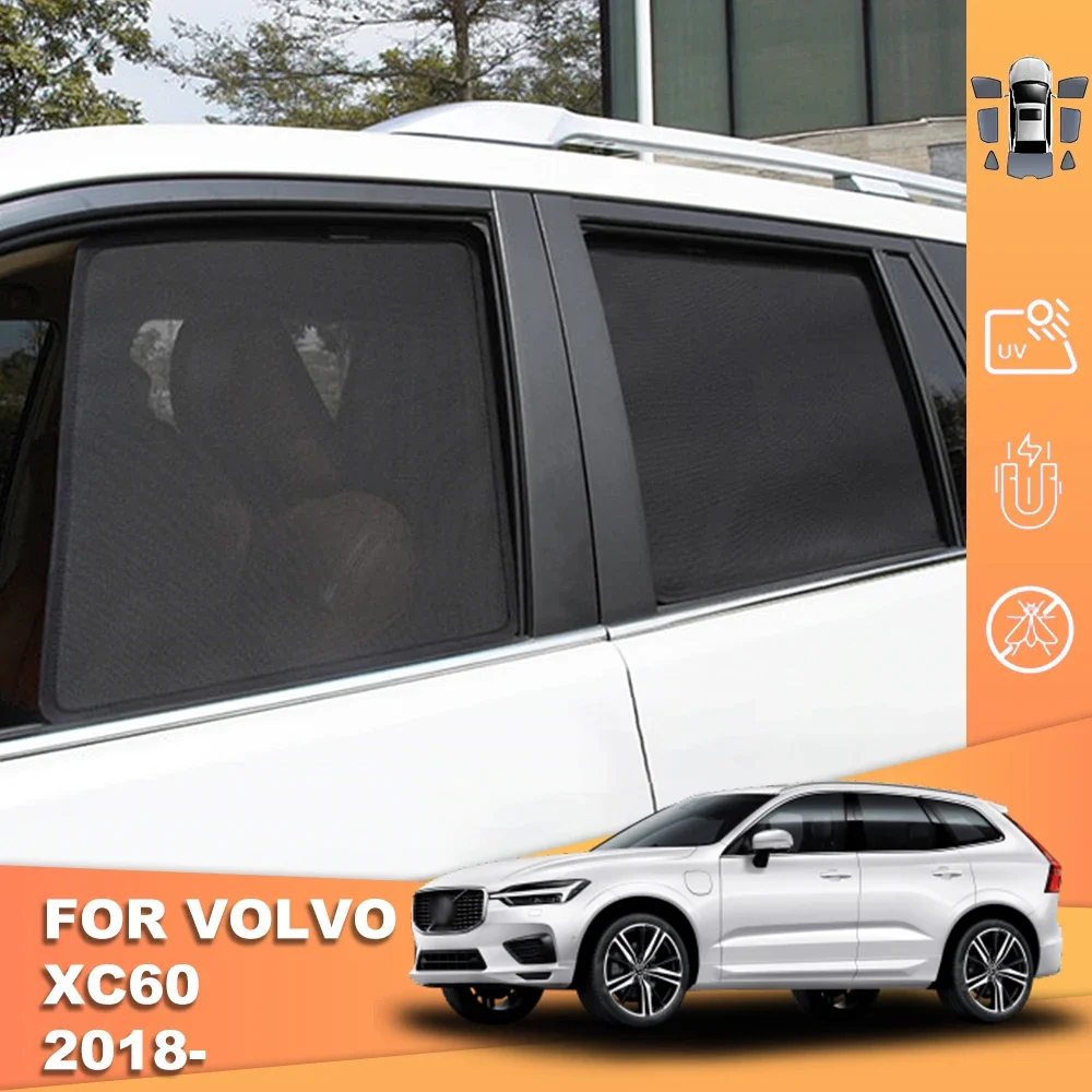 Für Volvo XC60 Mk2 2018-2026 XC 60 Magnetischer Auto-Sonnenschutz Frontscheibenvorhang Hinteres Seitenfenster Baby-Fensternetz Sonnenschutzblende