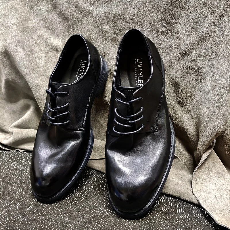 Men's Handcrafted Derby Shoes, Premium Calfskin Leather British Style for Business Formal with Round Toe, Elegant & Versatile