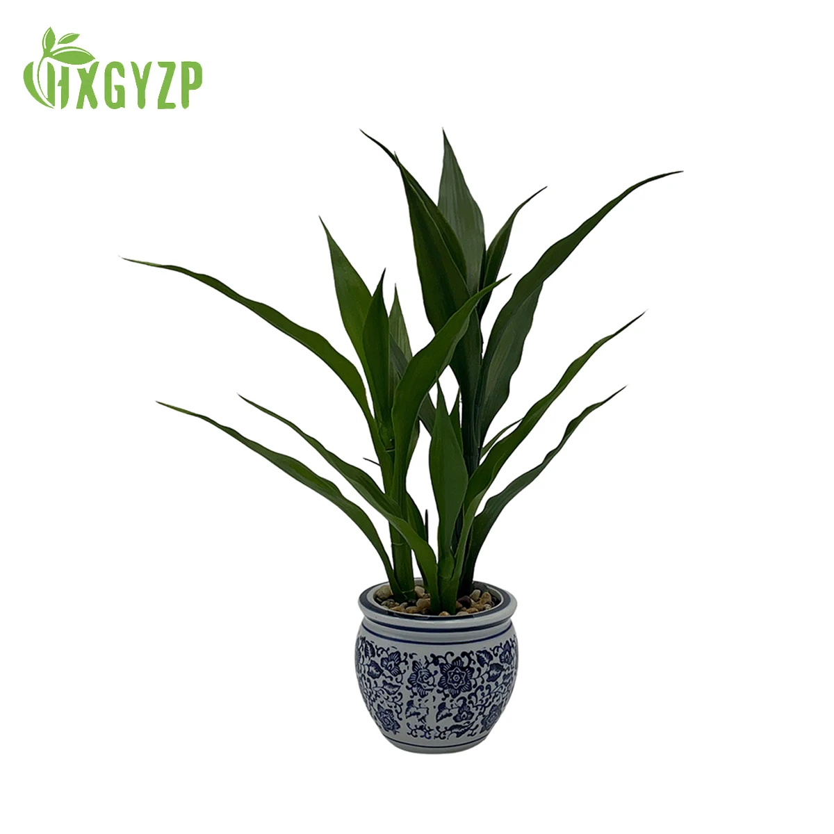 HXGYZP Artificial Rich Bamboo Potted Chinese Style Fake Plants With Blue And White Porcelain Pot Home Decor Office Lucky Bamboo