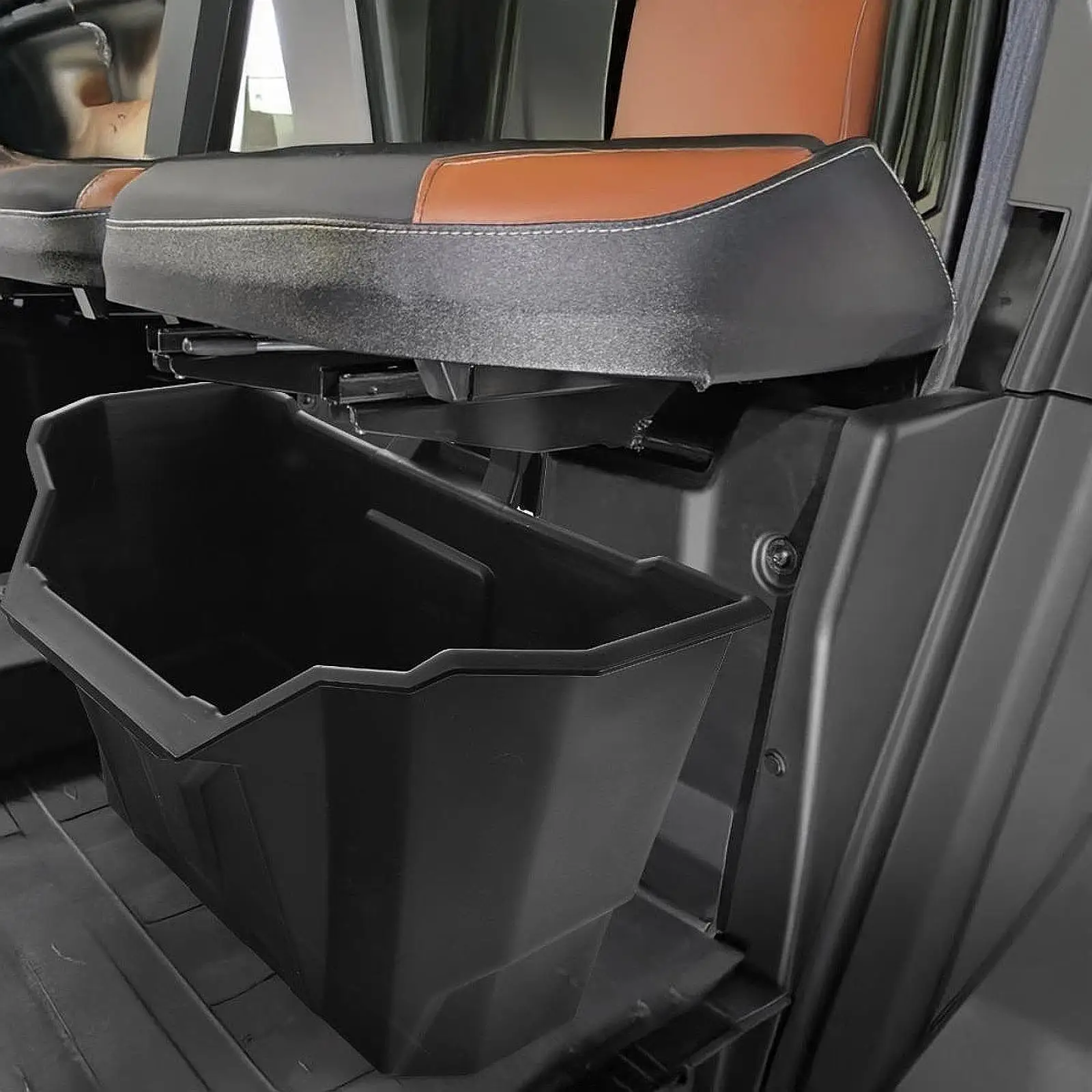 Auto Interior Organizer Under Seat Storage Bin Easy Access Black PP Material for Can Am Defender HD9 HD10