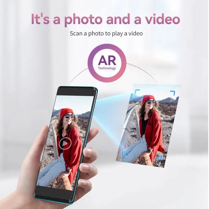 Mini Bluetooth Photo Printer, Portable Wireless 2x3 Inch Sticker Printer, Instant Color Photos, Compatible with iPhone & Androi