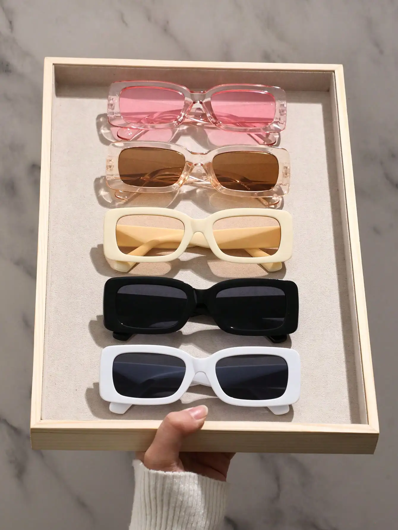 5PCS Unisex Square Fashion Tinted Lens Y2K Boho Sunglasses For Outdoor UV Protection Party Accessories