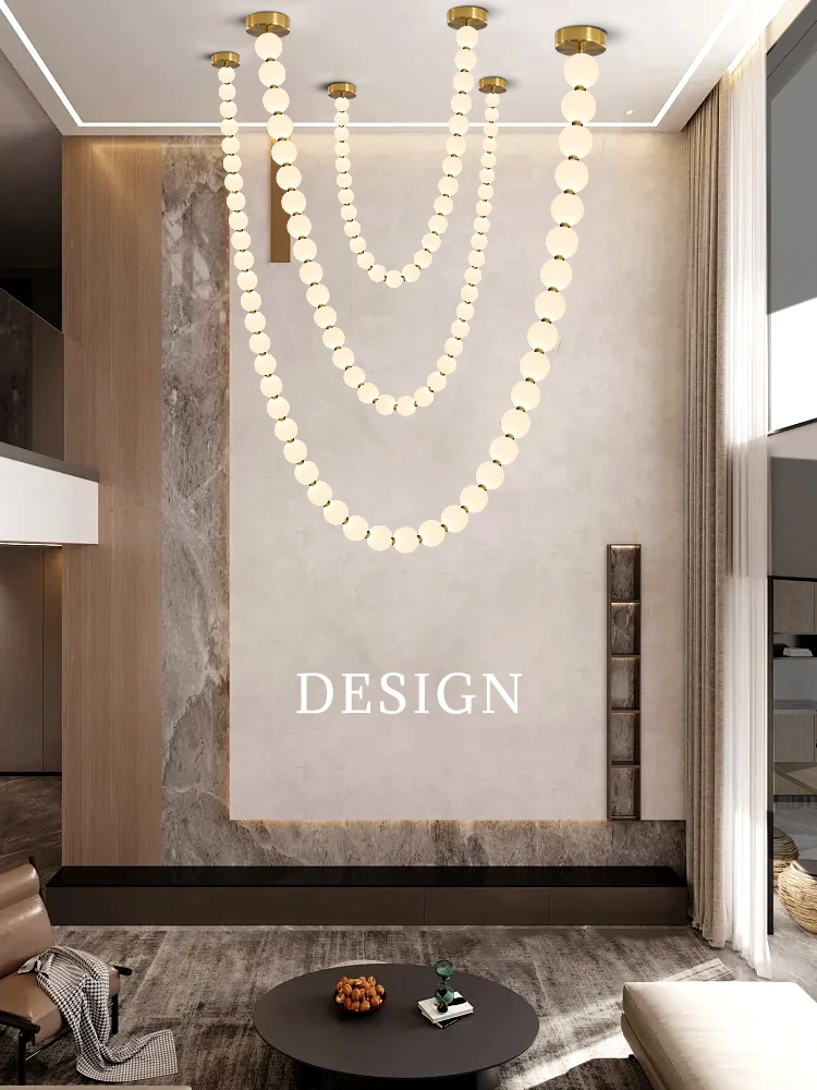 

Customized Living Room Pendant Light Duplex Loft Hanging Lamp Villa High Ceiling Chandelier Rotational Molding Ball Lighting