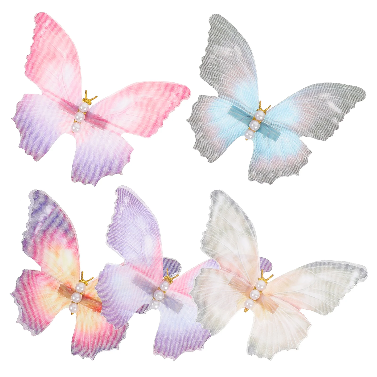 

5 Pcs Tulle Butterfly Hair Clip Pin for Girls Women Clips Hairpin Barrettes Small Temperament Thin