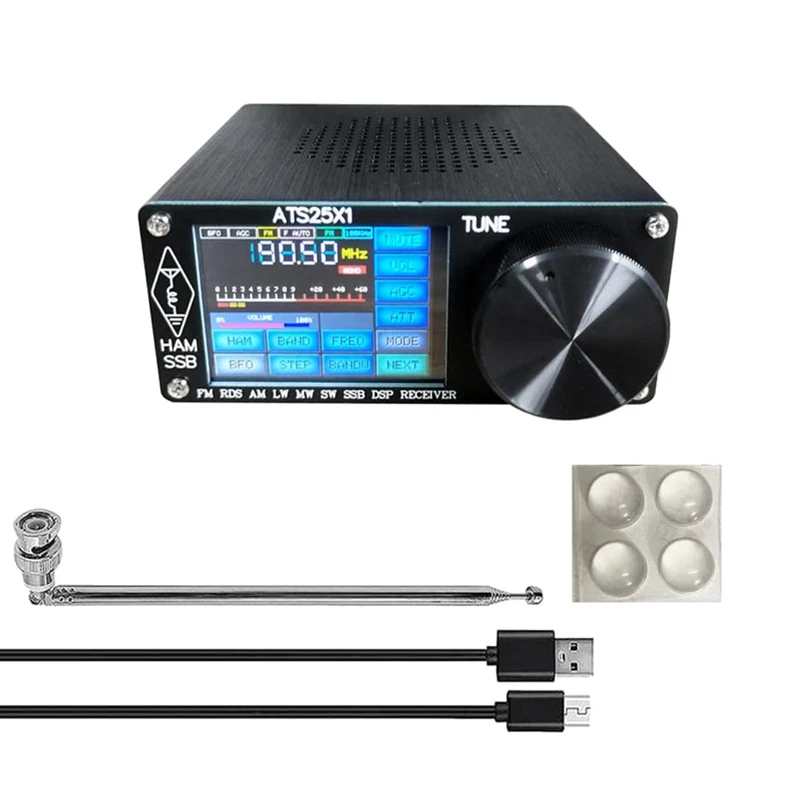 

HOT-ATS25X1 Si4732 All Band Radio Receiver FM LW(MW SW) SSB +2.4 Inch Touch LCD +Whip Antenna +Battery + USB Cable+Speaker