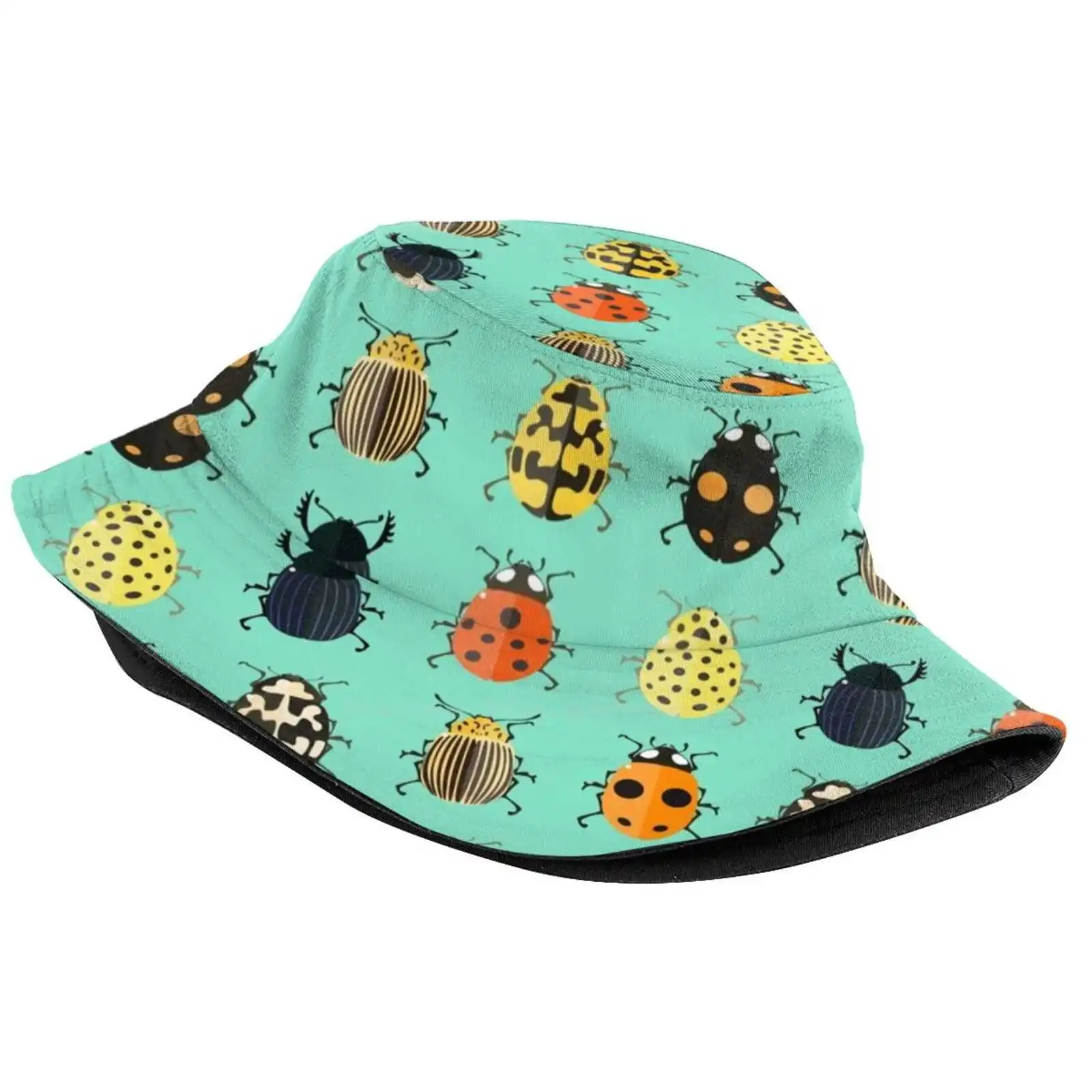 Insects. Unisex Summer Cap Sunscreen Hat Colorado Ladybird Scarab Insect Flat Cite Trendy Cartoon