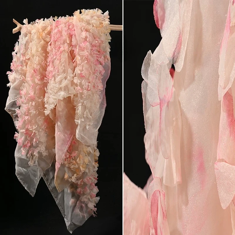 

Gradient Floral Embroidered Jacquard Organza Fabric for DIY Sewing Handmade Wedding Dress Clothing Fashion Material Cloth