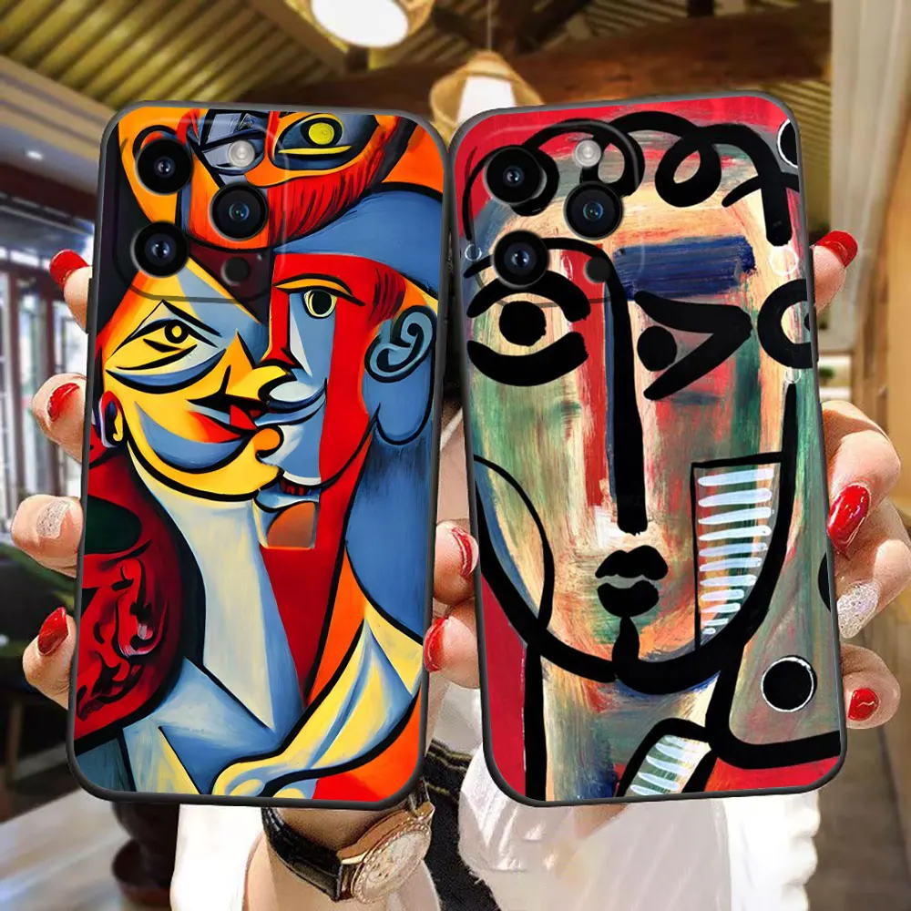 

P-Picasso Abstract Art Painting Cover Phone Case For iphone Apple 16E 16 15 14 13 12 11 Pro XS Max X SE 8 7 Plus Silicone Case