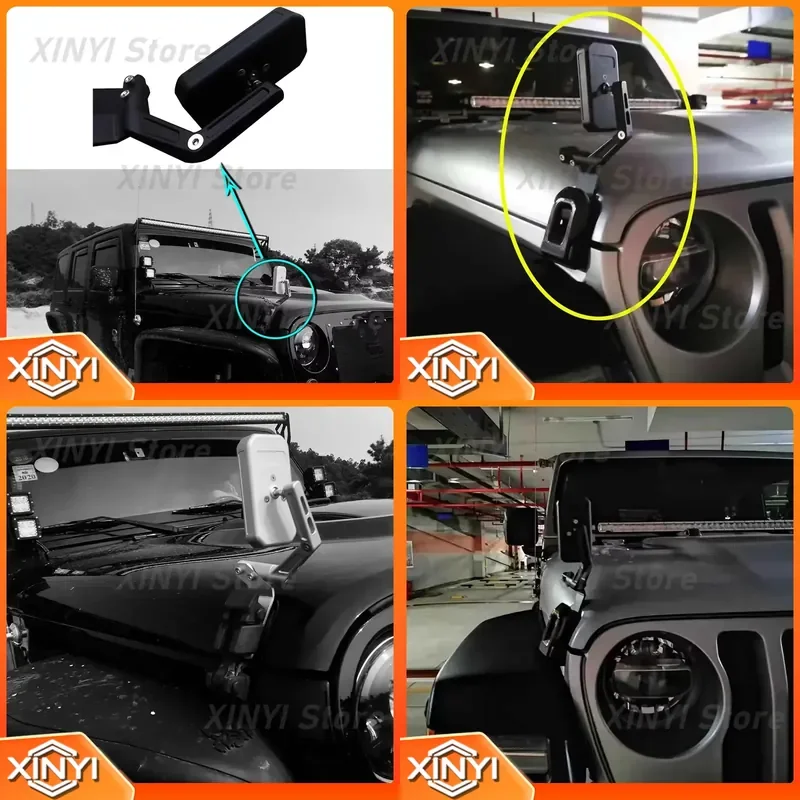 Lantsun JL1133 Wide Angle Auxiliary Mirror Aluminum Alloy Road Side View Mirrors for Jeep for Wrangler JK JL