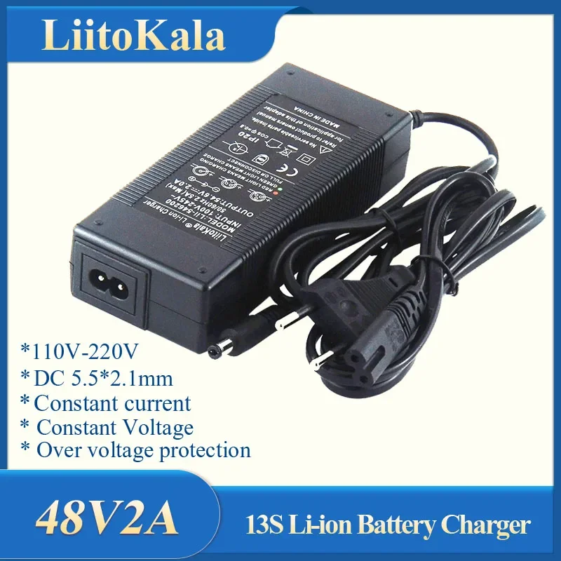 

LiitoKala 10S 42V2A / 13S 54.6V2A Li-ion Lithium Polymer Battery Charger For 10Series 36V/13Series 48V 2A