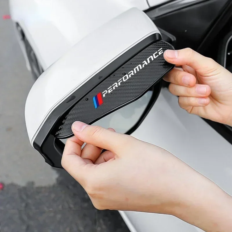 

2 Pcs Car Rearview Mirror Rain Eyebrow Carbon Fiber Rearview Mirror Rain Snow Blocker Sun Visor For BMW 1 2 3 4 5 Series X1 X3