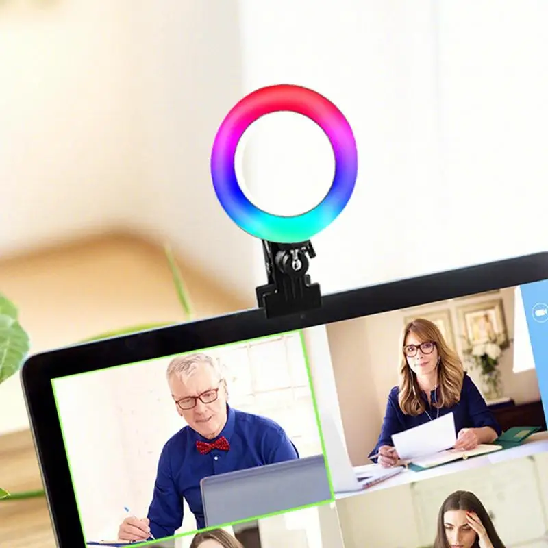 Anillo de luz RGB de 4,5 pulgadas para grabación de Selfie, luz portátil para teléfono y Selfie, luz giratoria para fotografía y Selfie con Clip para teléfono