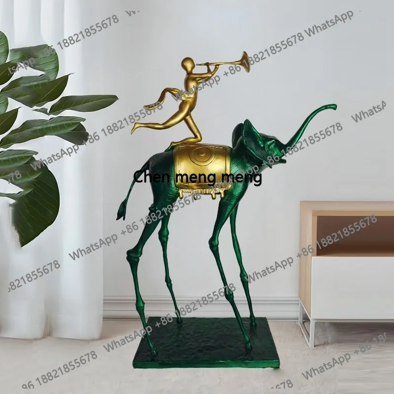 

66cm Famous Triumphant Elephant Bronze Sculpture Casting Bronze Salvador Dali Elephant Statue For Home Decor Ornament Collection