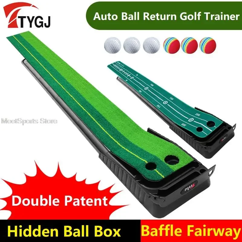 3M/3.5M Golf Putting Mat With Automatic Ball Return Golf Putter Trainer Practice Hitting Pad Mats Indoor Outdoor Training Aids