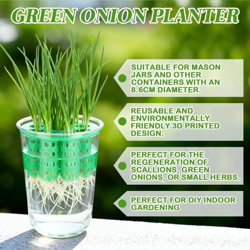 Green Onion Planter Hydroponic Grower Kit 7 Holes Clear Reusable Scallion Seedling Tray Mini Vase For Plant Vegetable Sprouting