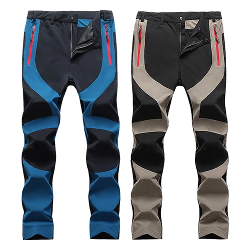 Pantalones de secado rápido para exteriores para hombre, pantalones deportivos transpirables para senderismo, pantalones elásticos informales para acampar y pescar, colores empalmados