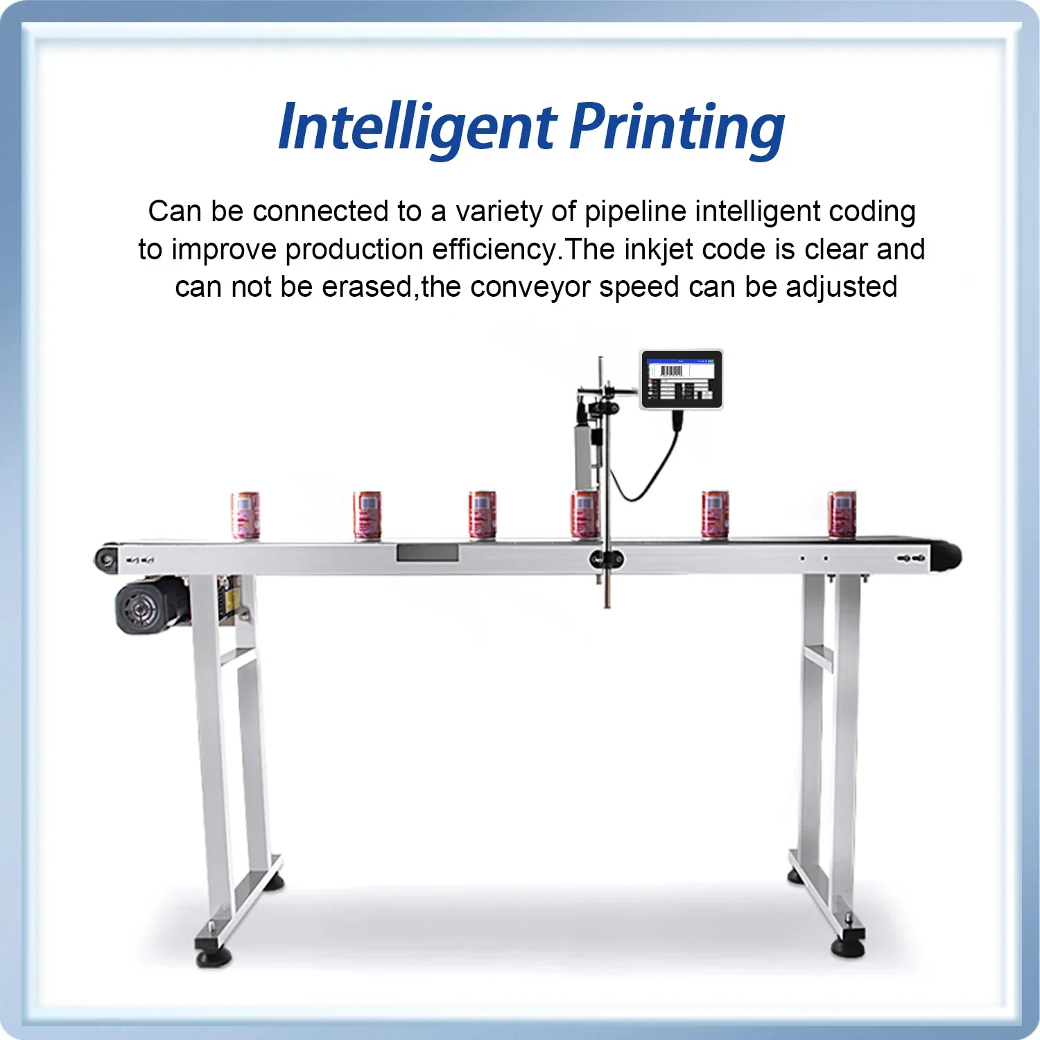 DCODE 130PLUS Industrial Online Inkjet Printer 12.7/25.4mm Nozzle with 4.3inch Screen QR Barcode Batch Number Logo Date Printer