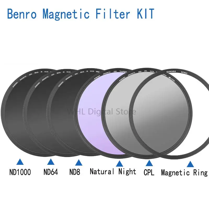 

Benro Magnetic Filter 82mm 77mm 67mm 72mm ND8+ ND64+ND1000 +Neutral Night +CPL Solid Neutral Density With Adapter Ring KIT