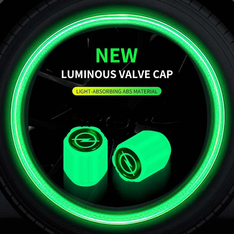 4Pcs Car Luminous Tire Valve Cap Wheel Nozzle Night Glowing Caps For Opel Toyota Hyundai Volkswagen Suzuki Kia Chevrolet MINI