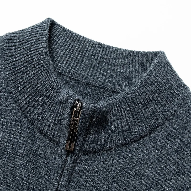 2026 New Fashion 100% Wool Autumn Winter Men's Coat Wool Sweater Zipper Cardigan