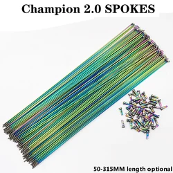 Champion  2.0 Bicycle Spokes, Round J Curved/Straight Spokes Colored with iridescentand Color Copper Cap