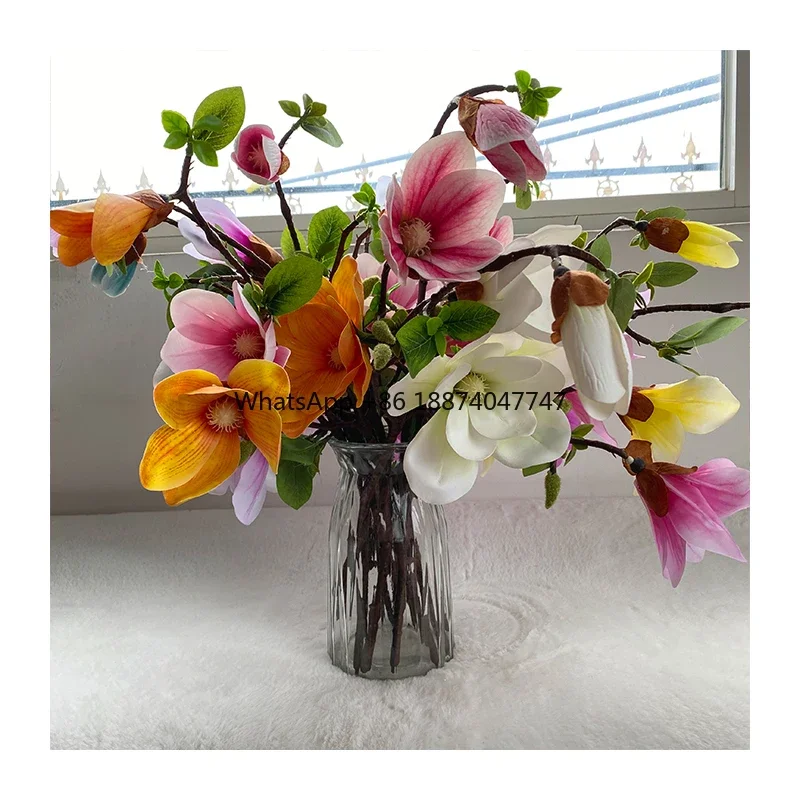 

Home decoration Tape 3D Short Branch 3 head Magnolia